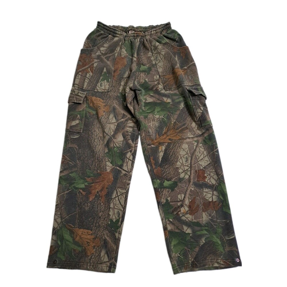 Liberty Men's Large Green Brown Camo Cargo Realtree Sweatpants Pants Hunting
